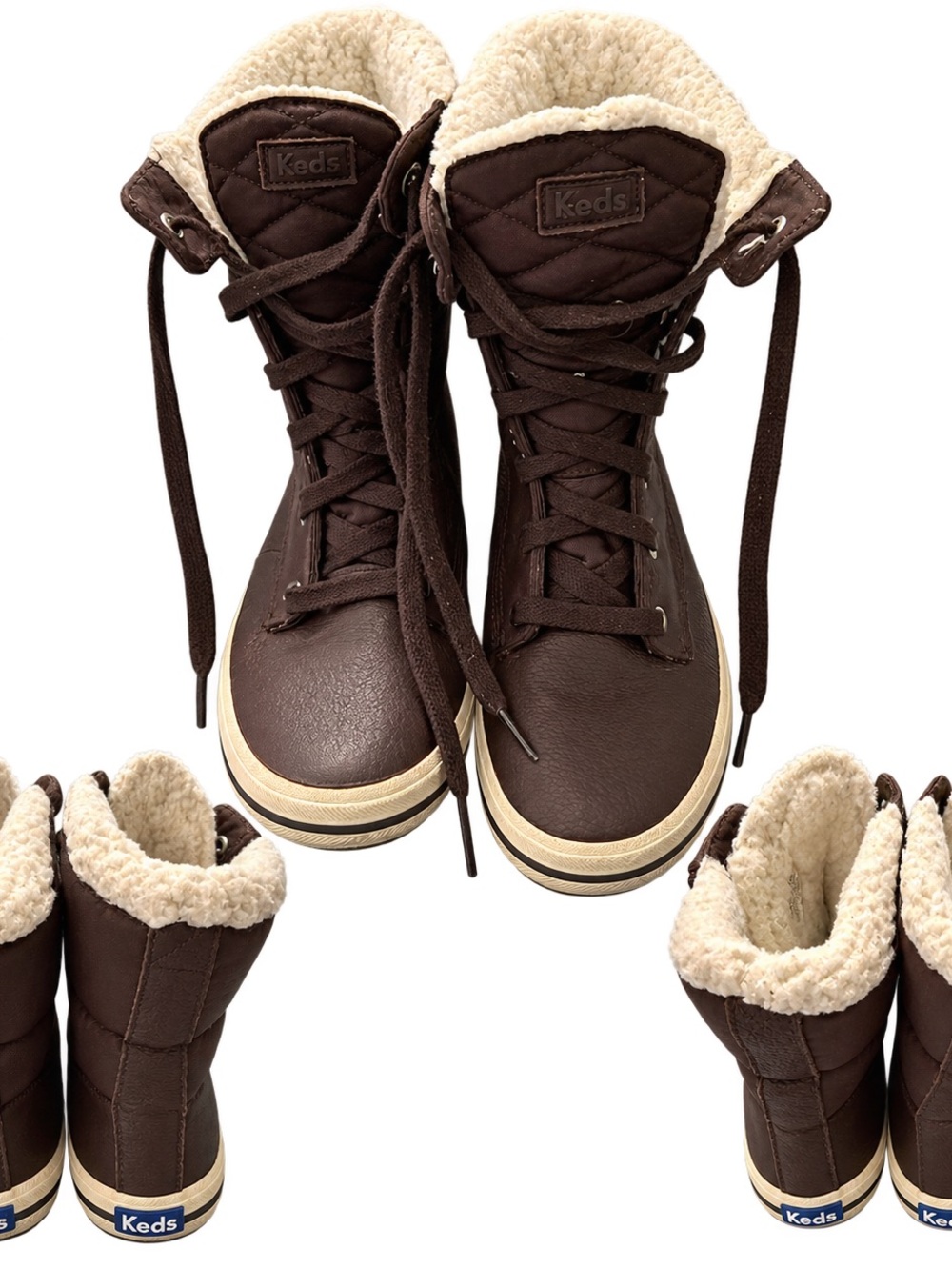 Keds Brown Faux Fur Lined High Top Sneaker Boots Women’s Size 8